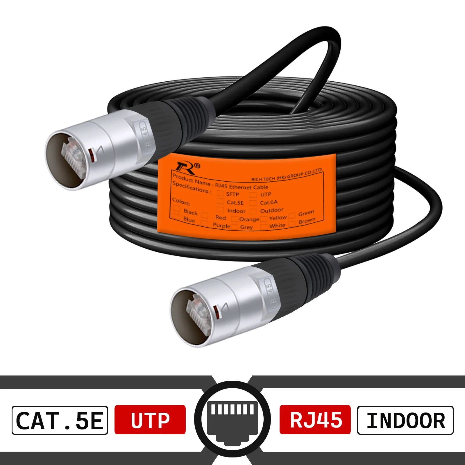 Waterproof RJ45 Cat.5E/Cat.6A Stage Ethercon Cable,UTP/STP Indoor&Outdoor Ethernet Extension Cord for Multi Network Connect Amp