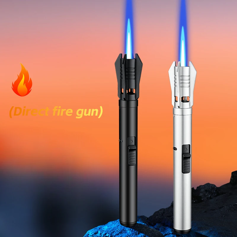 Nueva y creativa pistola pulverizadora de llama de mano, encendedor de Metal a prueba de viento para cigarros, encendedor portátil para hornear barbacoa al aire libre, multifuncional