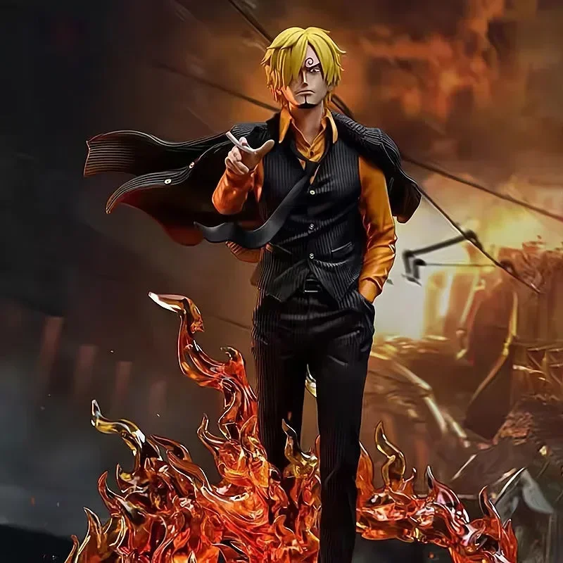 One Piece Anime Figure Gk Three Fighting Blood Sanji Luffy Sauron Illuminated Scene Statue Model Ornaments Birthday Toys Gifts