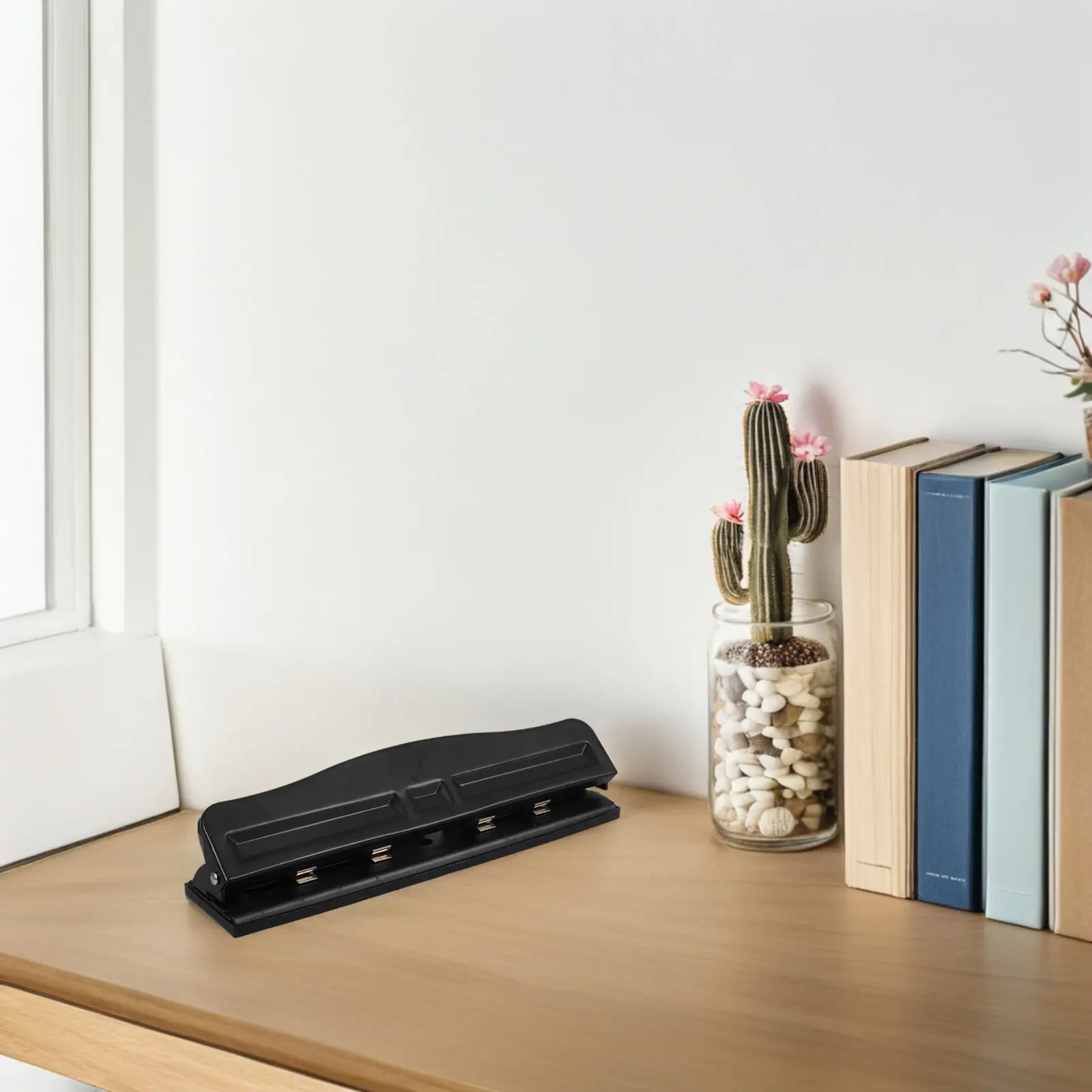 

Black 4-Hole Paper Puncher Scrapbooking DIY Tools Office Binding Supplies Catcher for Paper Crafts Cards Decorations