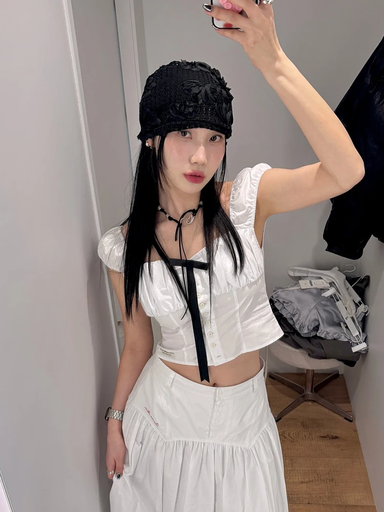 Casual Sle ort Svel irt for Women with Knot Pure Cotton Plaid Design Summer New Arrival Red And White