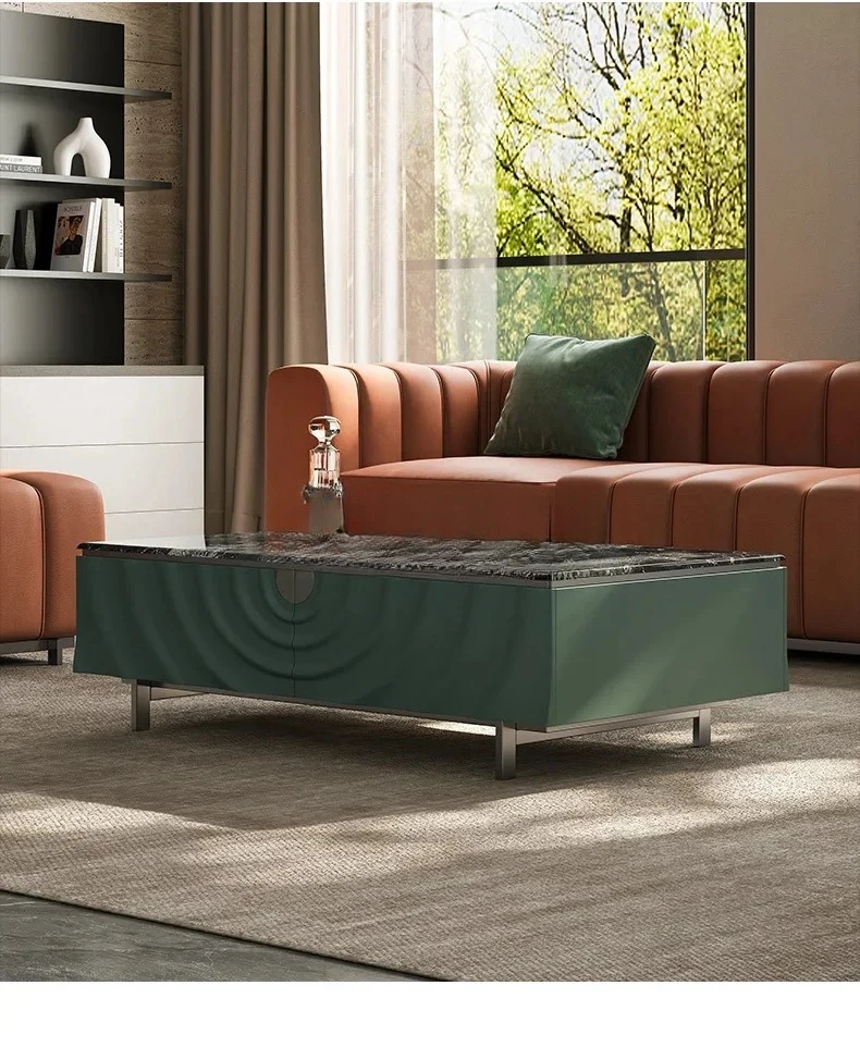 AALight Luxury Marble Living Room Household Modern Simple Small Apartment Paint Microcrystalline Stone Coffee Table