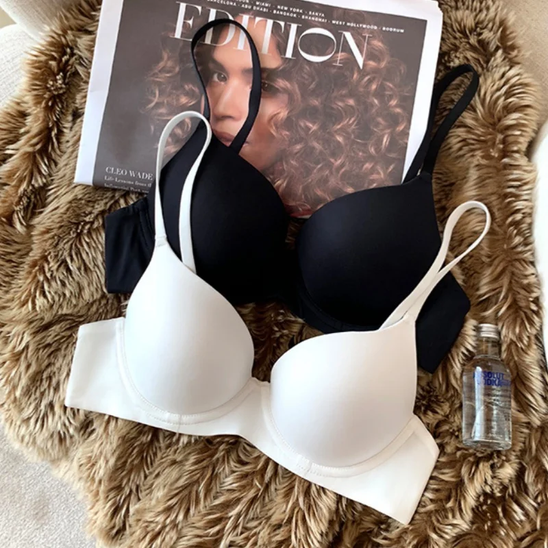 Dámské push-up bezešvé podprsenky bez kostic, neviditelná podprsenka s pevným košem, sexy spodní prádlo, 3/4 košíčky, měkký top pro ženy - náhled 4