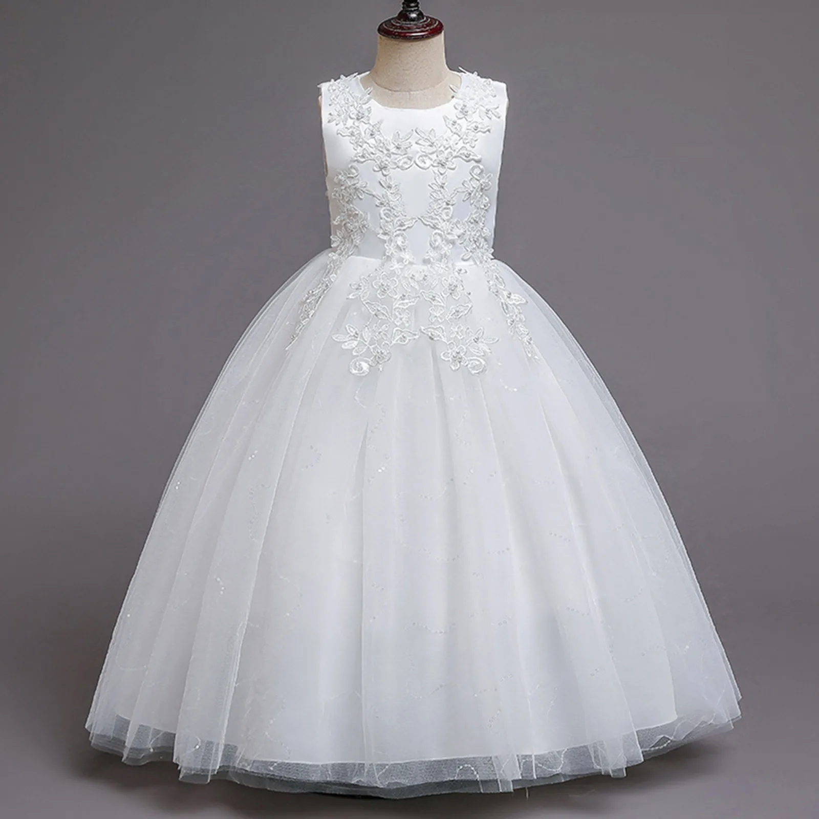 Girls Dress Princess Dress Children's Flower Bud Sequin High-end Prom Host Performance Dress