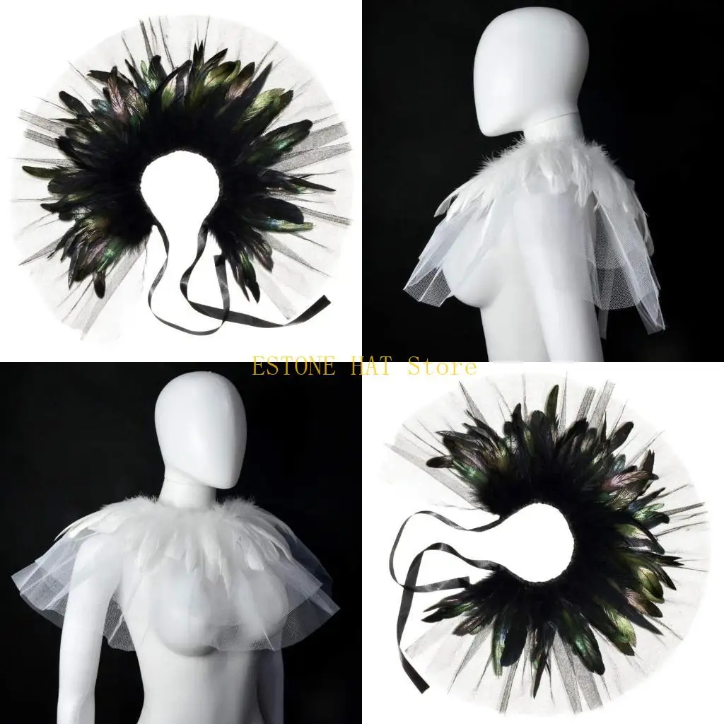 49MF Mesh Shrug Shawl Collar Victorian Gothic Witch Capelet Shoulder Wrap