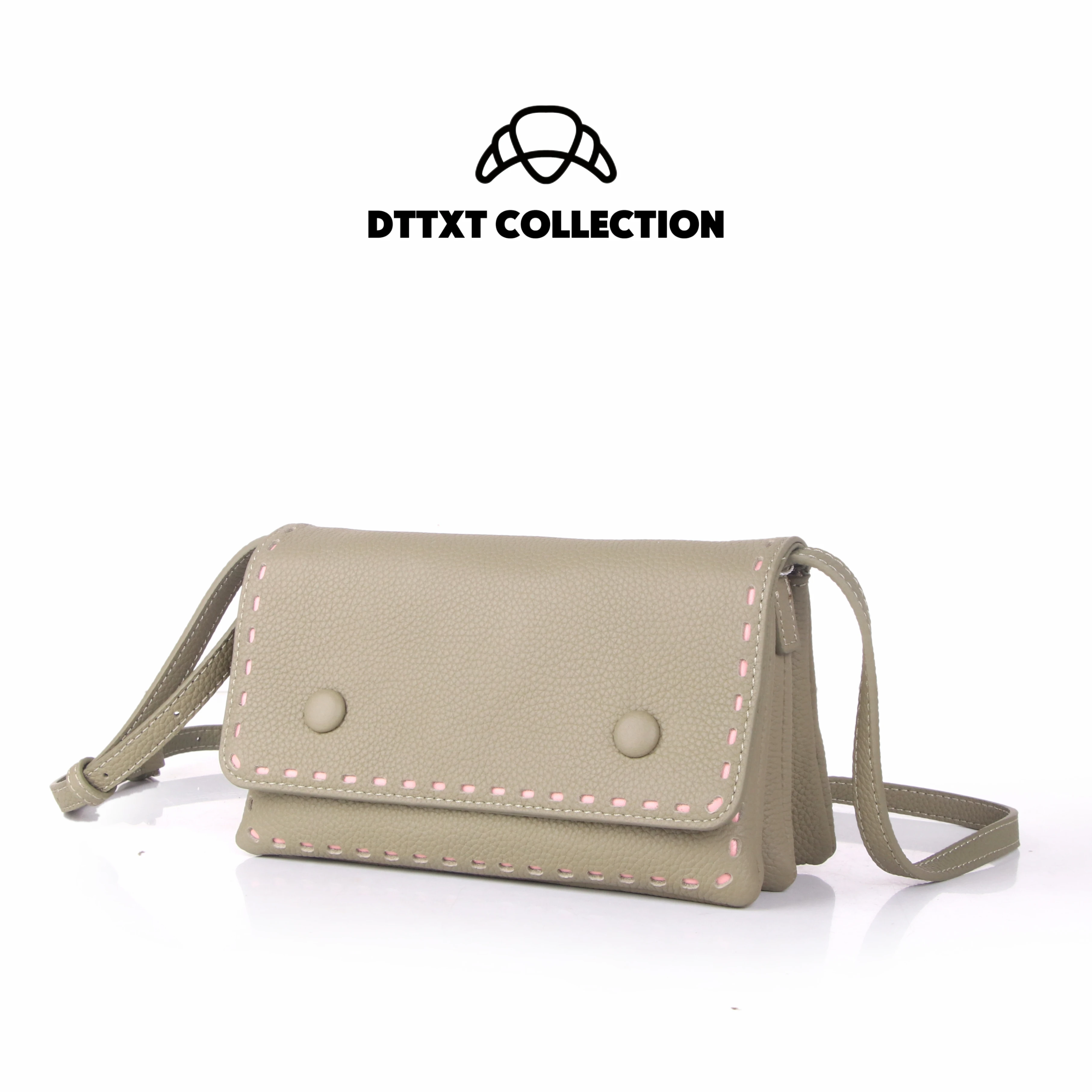 DTTXT.Z Collection Top Layer Cowhide Crossbody Bag Women 20x12x6cm Hand-Stitched Edge Flap Messenger Bag Genuine Leather Shoulde