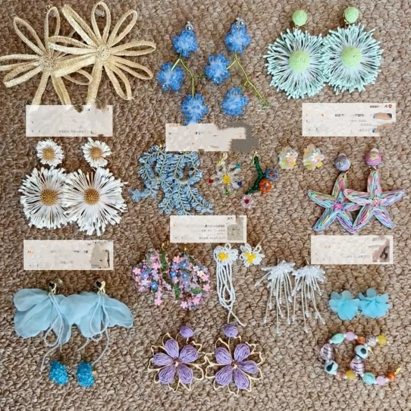 Handgewebte Bunte Blumen-Ohrringe im Dopamin-inspirierten Frühlingsstil mit Luxuriösem High-End-Gefühl für Damen