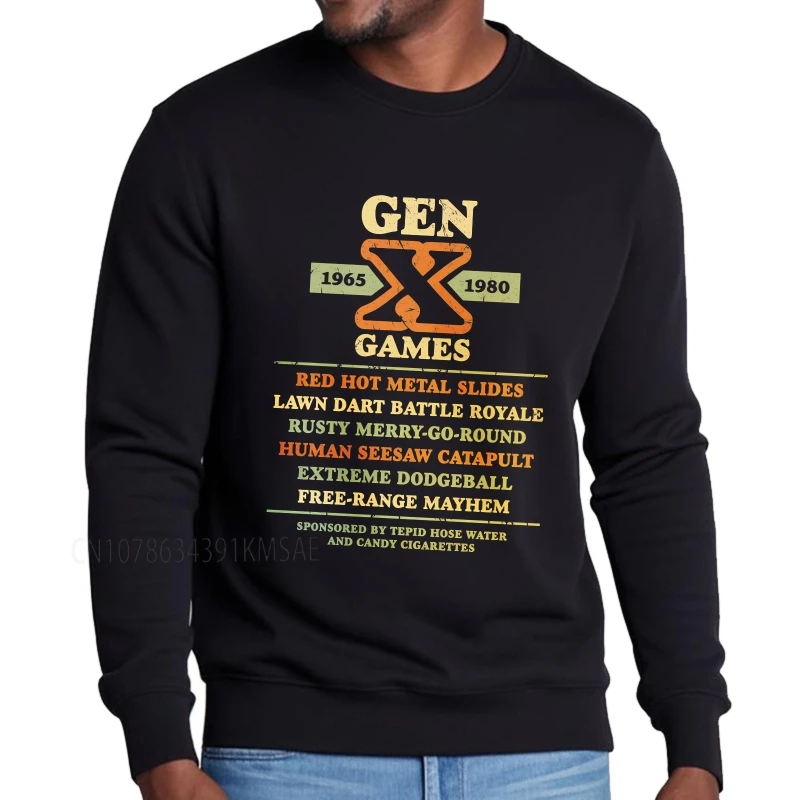 Vintage otoño mujer Sudadera con capucha Gen X Games 1965 1980 rojo caliente Metal diapositivas césped dardo batalla Royale oxidado Merry Go redondo balancín humano