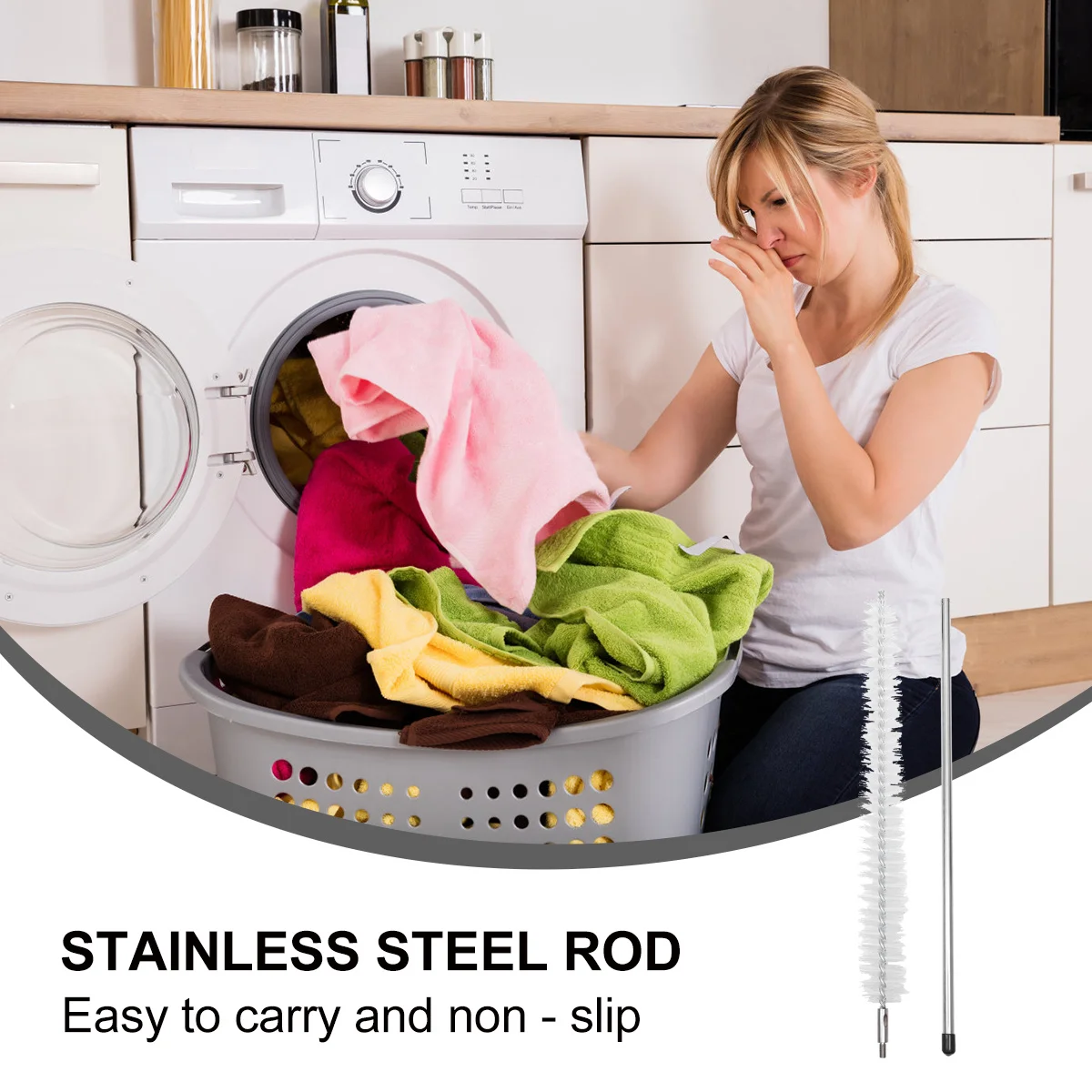 

1Pcs Dryer Vent Cleaning Brush Stainless Steel Rod Extended Handle for Washing Machine Hair Dryer Exhaust Port Cleaner Tool Home