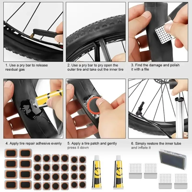 إصلاح ثقب الدراجات العالمية مع أداة عالية الجودة لصيانة الإطارات الفورية على نماذج الدراجات المختلفة