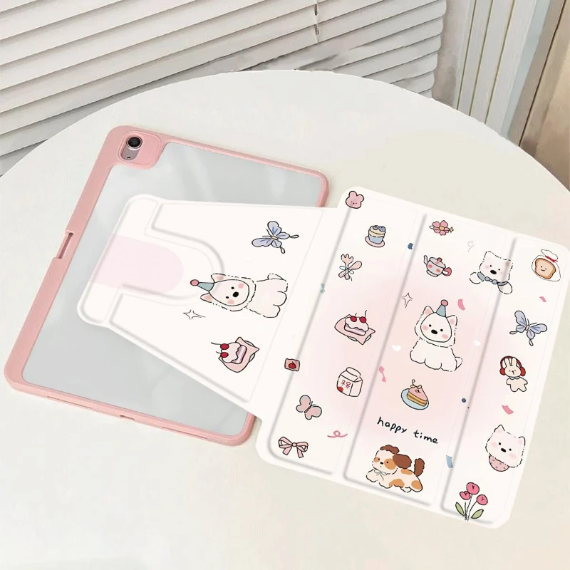 Tablet Rotation Cover for Ipad 10th Generation Case Ipad Air3 10.5 Ipad Mini6 8.3 Pro 11 2nd 3rd 4th Kitten Birthday Party Shell