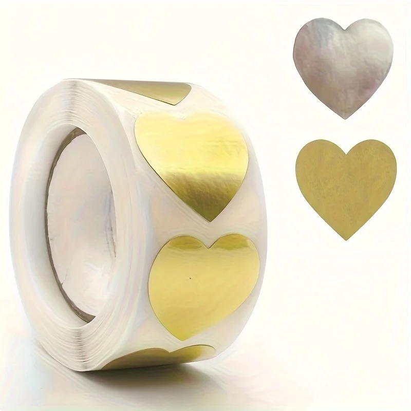 300 Pcs/ Roll, Heart-shaped Thank You Self-adhesive Blank Love Sticker, Label Sticker, Sealing Sticker