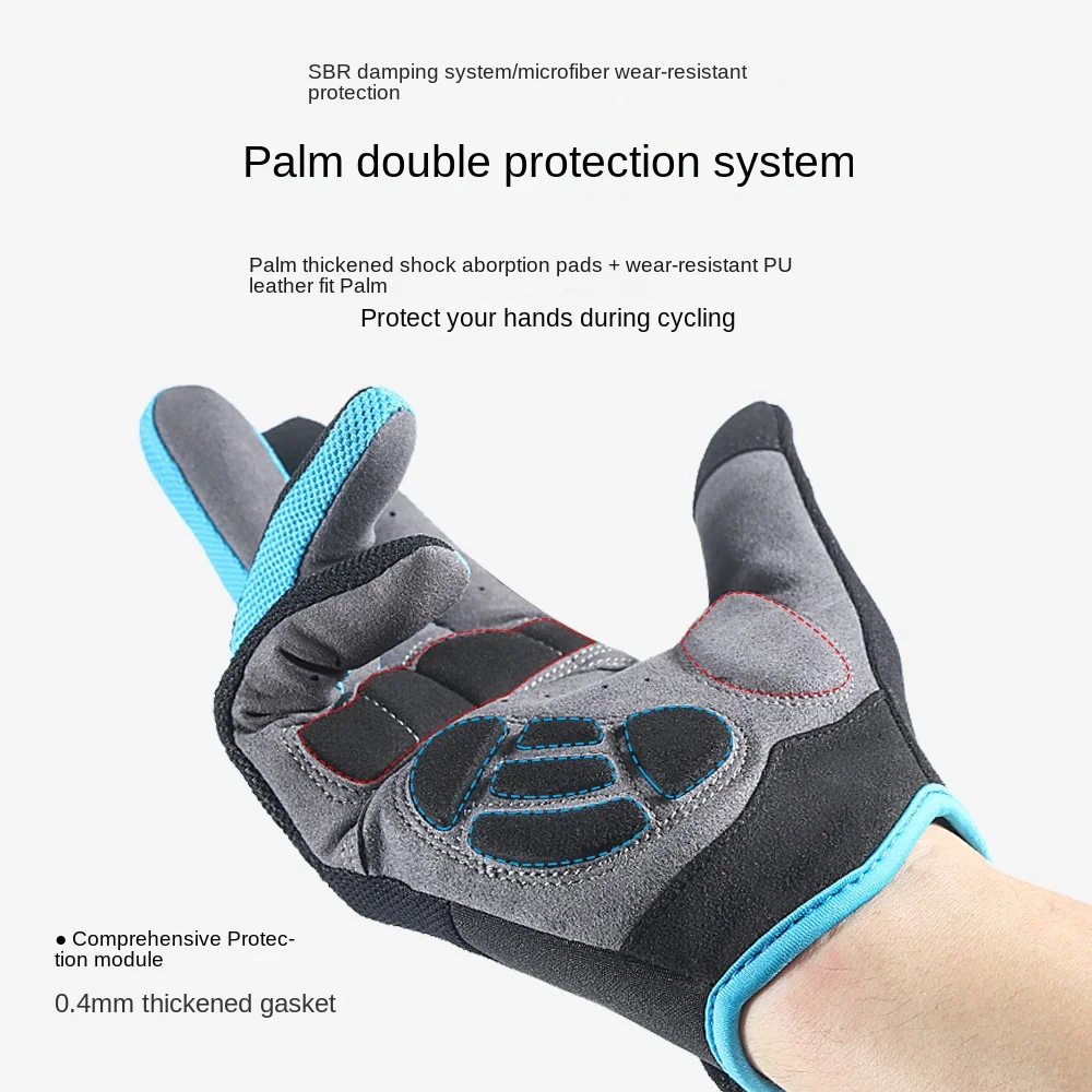 

Outdoor Mountain Bike Long Finger Touch Screen Gloves Breathable Shock Absorption Men and Women Sports Fitness Cycling Gloves