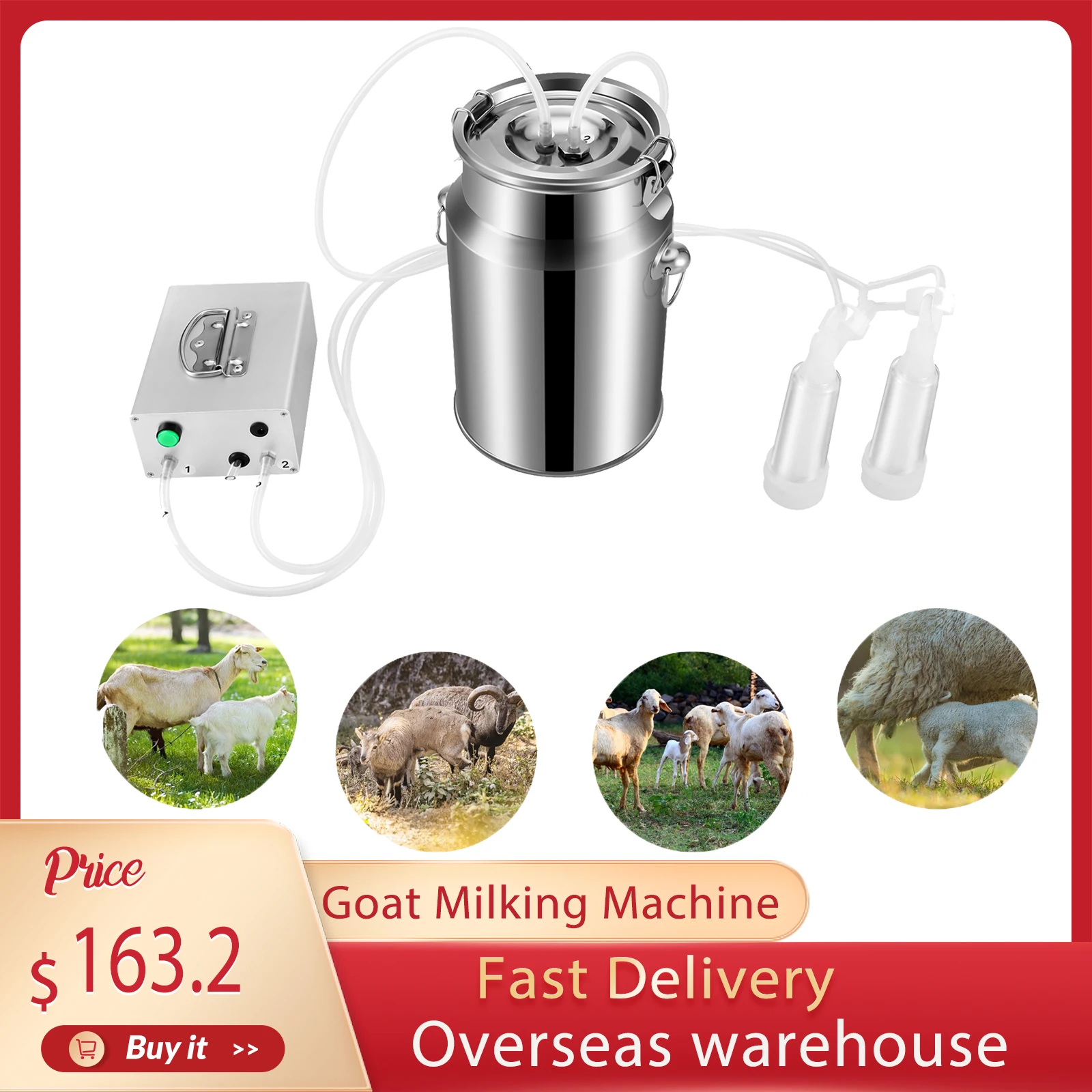 Goat Milking Machine Kit for Sheep Portable Electric Milker Milking Suction Vacuum Automatic Cattle Farm Milking Equipment