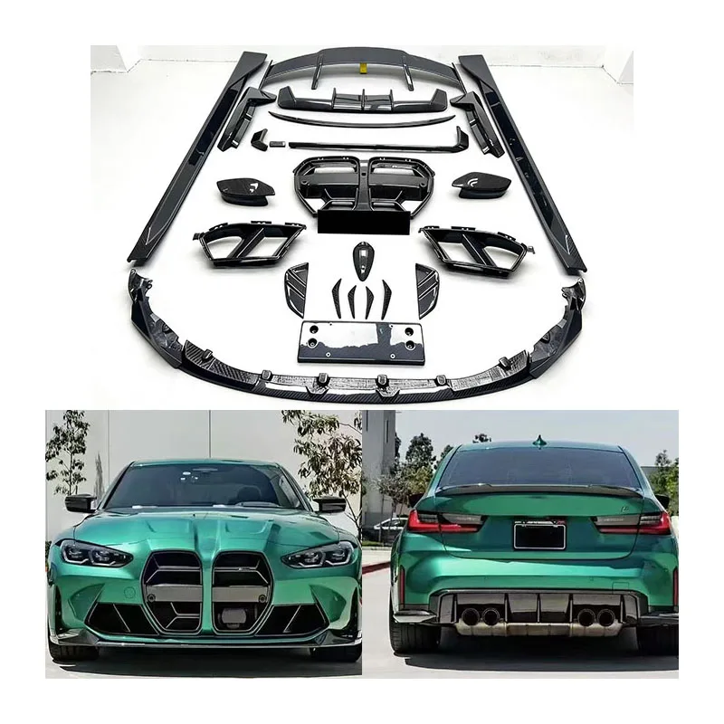 Dream Garage For  M3 G80 M4 G82 MP Style Dry Carbon Fiber Body Kit, Front Lip Side Skirt, Rear Diffuser, Rear Spoiler Grille