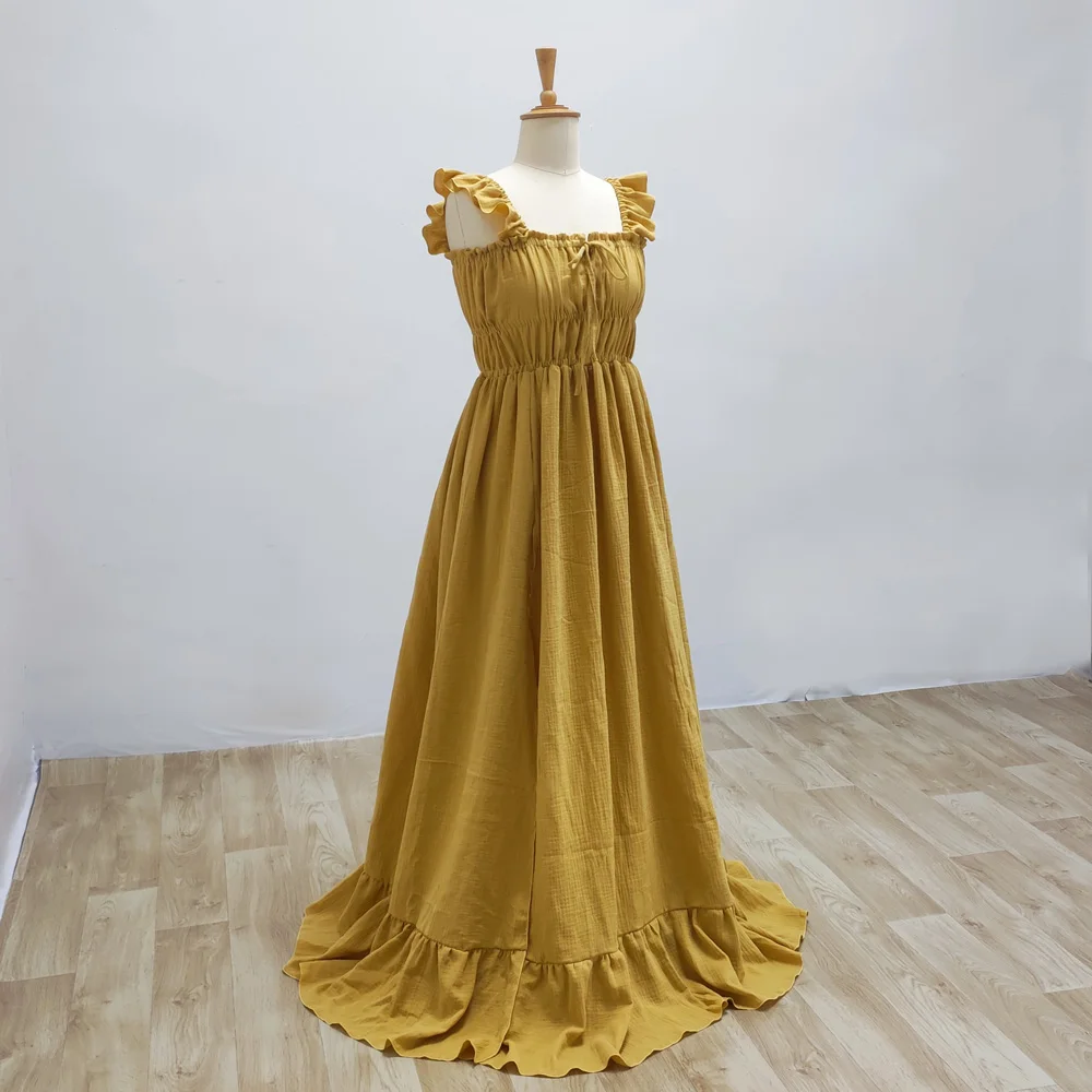 Umstandskleid aus Baumwolle, weiches, bequemes Kleid, plissierte Umstandskleider für Babypartys, Kleid für Fotoshooting, schwanger