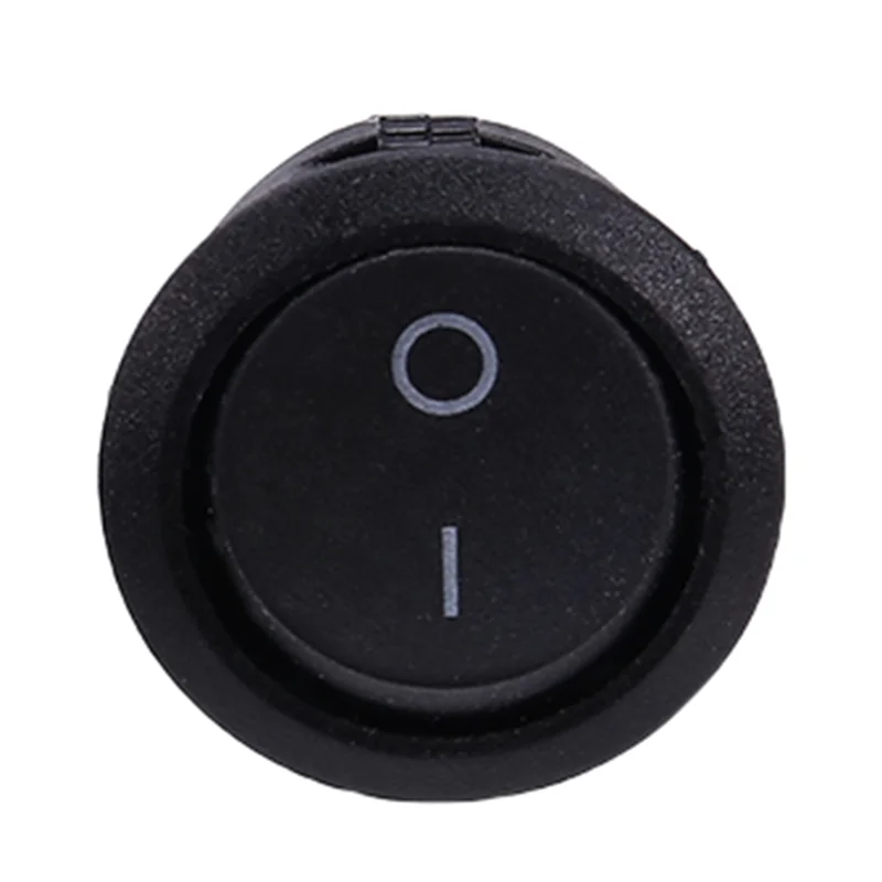 ABRU-100PCS Round Rocker Power Switch 6A 250V AC 2Pin 2Position ON/Off Power Boat Switches SPST Black Button Mini Round Black