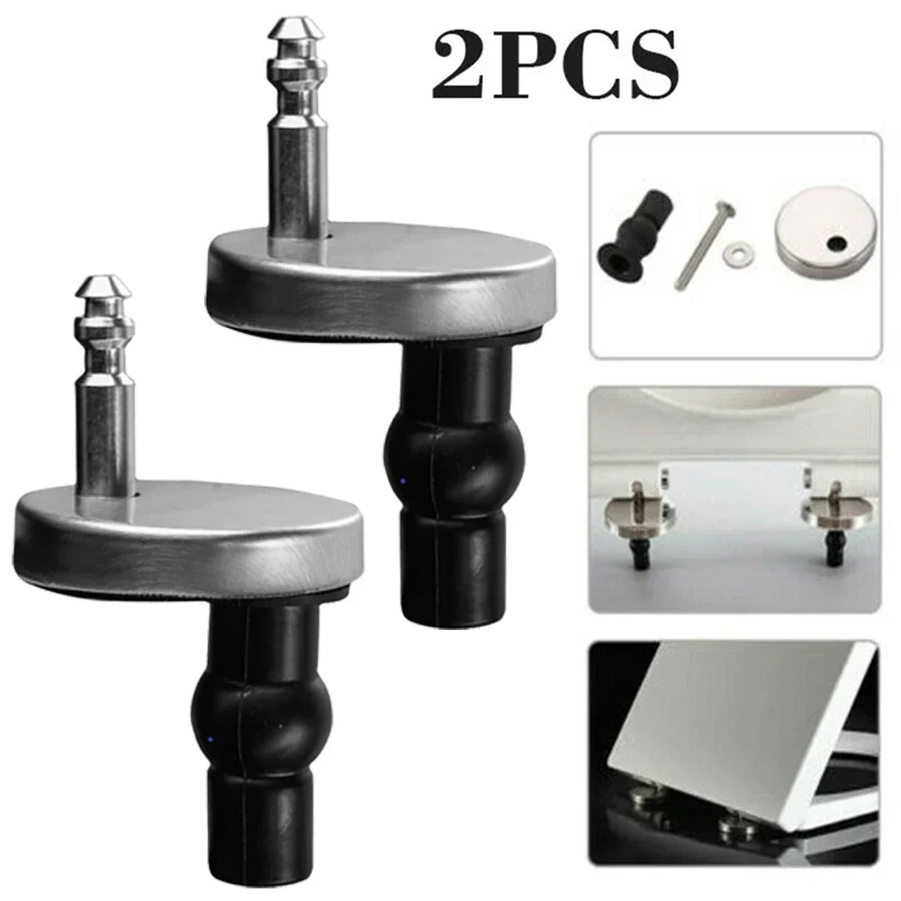 2x Toilet Seat Hinges Toilet Seats Top Fix Hinge Soft Close ConnectorRelease Quick Fitting Replacement Screw Pin Hardware