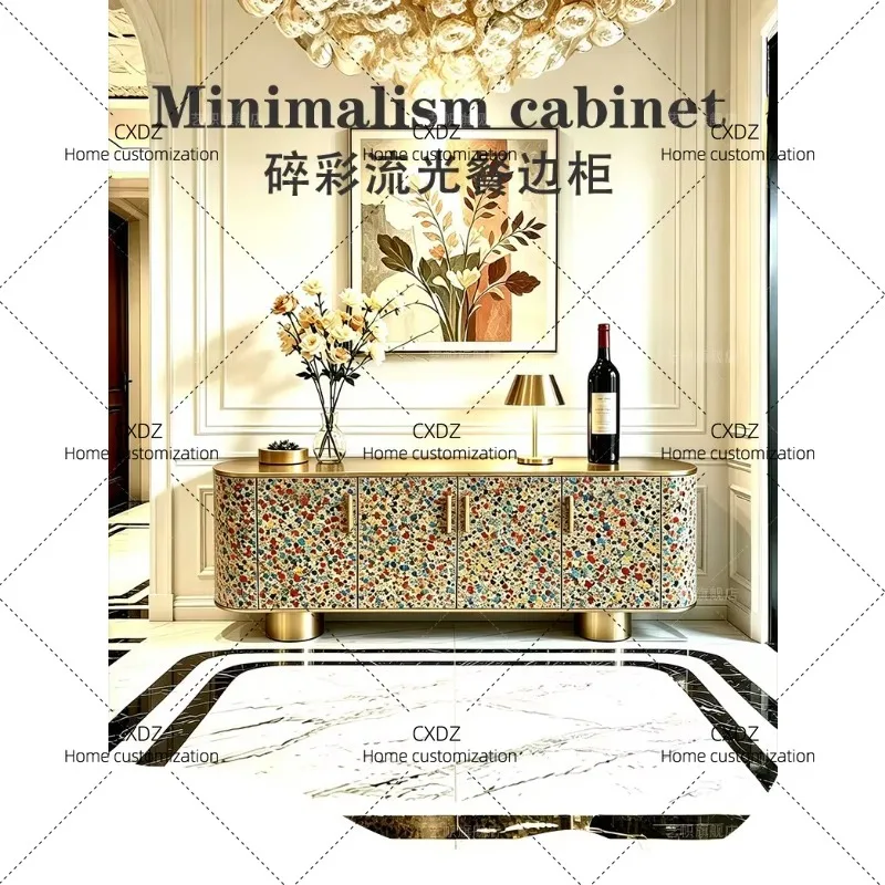 XX light luxury solid wood dining side cabinet, high-end sense, wall storage, painted entrance locker