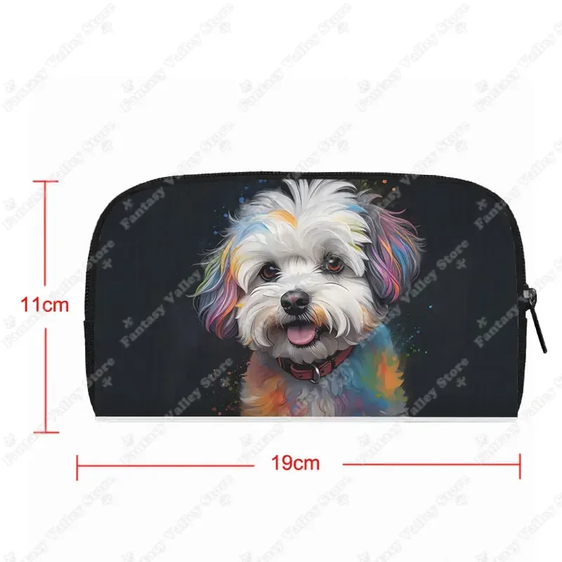 Cute German Shepherd Pug Border Collie Chihuahua Dog Print Wallet Watercolor Painting Dog Credit Card Earphone Holder Purse