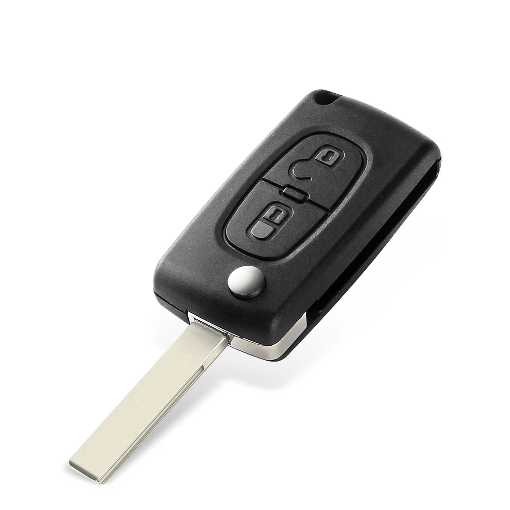 KEYYOU-funda de llave plegable con tapa, carcasa en blanco para Peugeot 107, 207, 307, 307S, 308, 407, 607, VA2/HU83 Blade, 2 botones