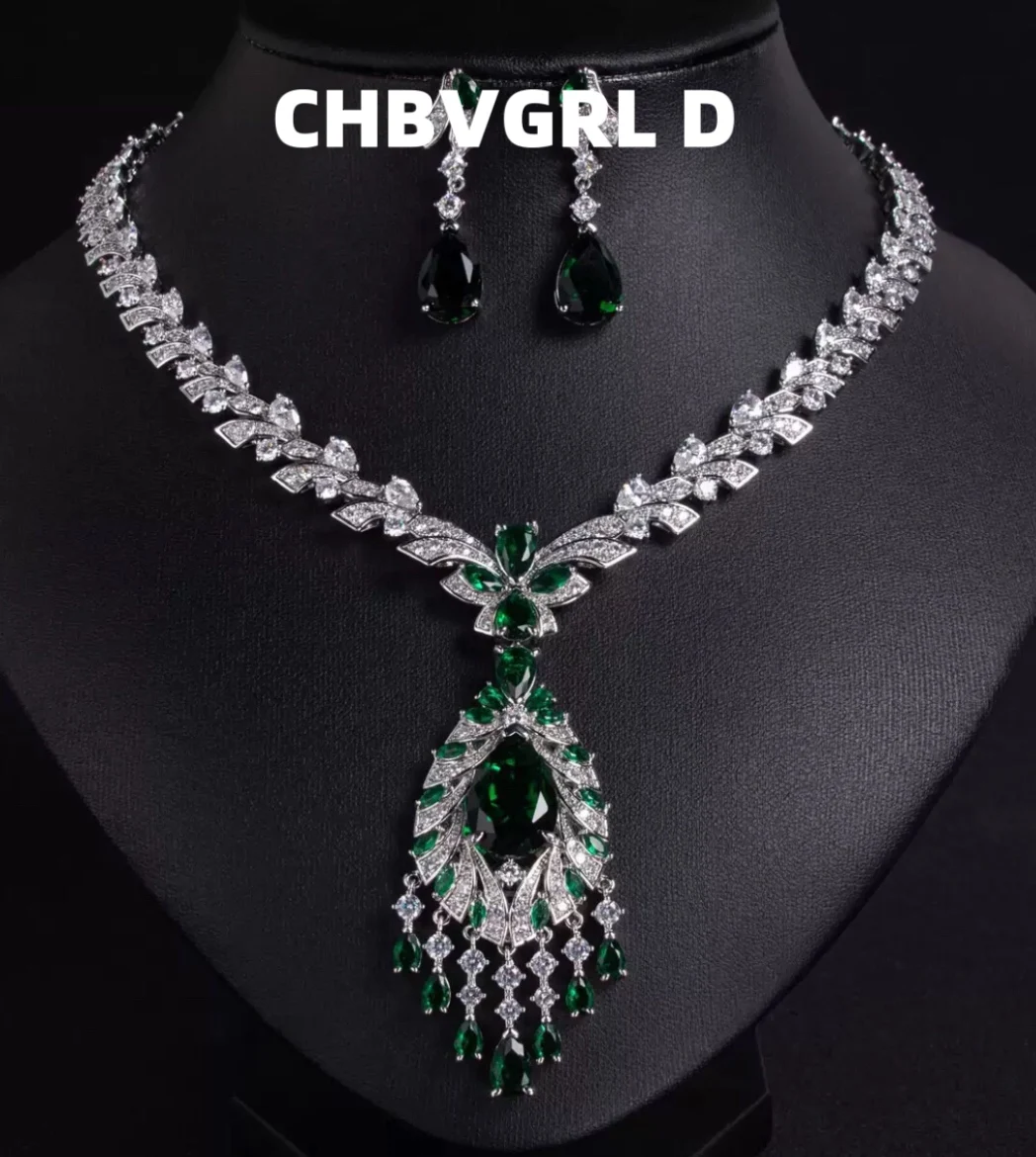

[Luxury] European and American Zircon Drop Zircon Necklace, High-end Collar Chain, Luxury Fashion Earrings, Set, Accessories
