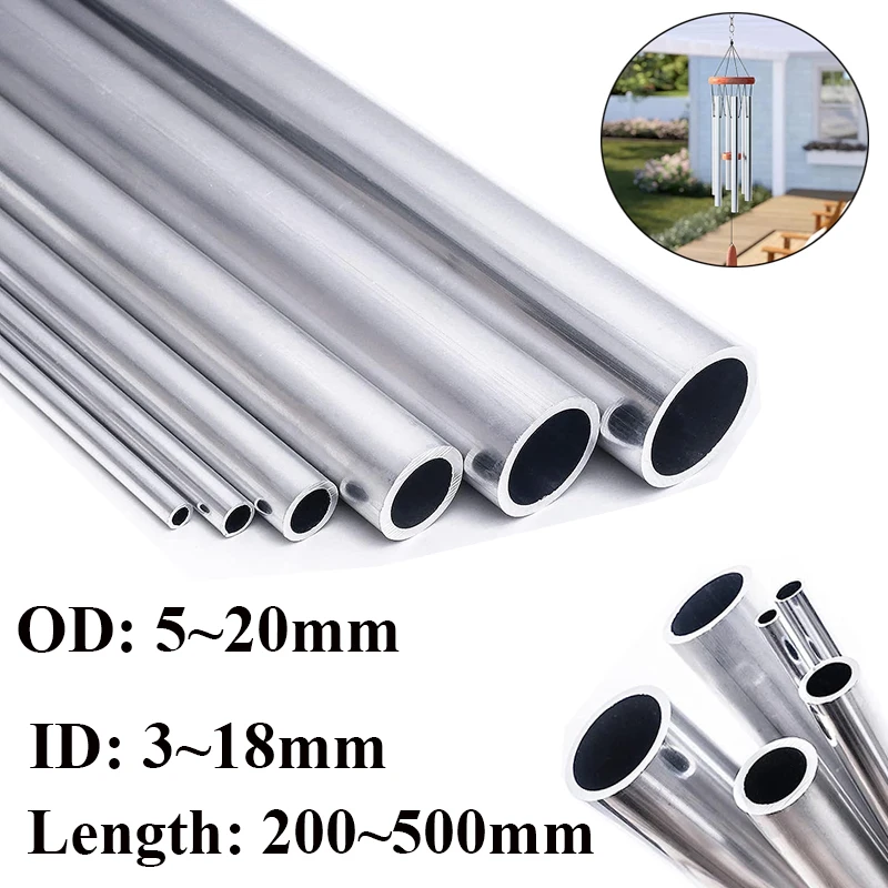 Épaisseur 0.5 ~ 3mm tuyau en aluminium OD 5-20mm ID 3 ~ 18mm droit 200mm 500mm de Long rond 6063 Tube en alliage d'aluminium