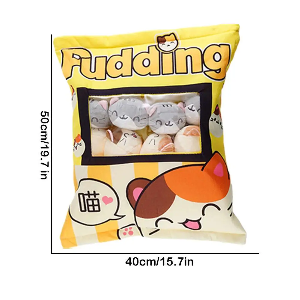 Süße Katze Snack Kissen Pudding Tasche Essen Spielzeug Mini Tiere Bälle Gelbe Katze Snack Reißverschluss Tasche Dekor Kissen Kissen Mädchen