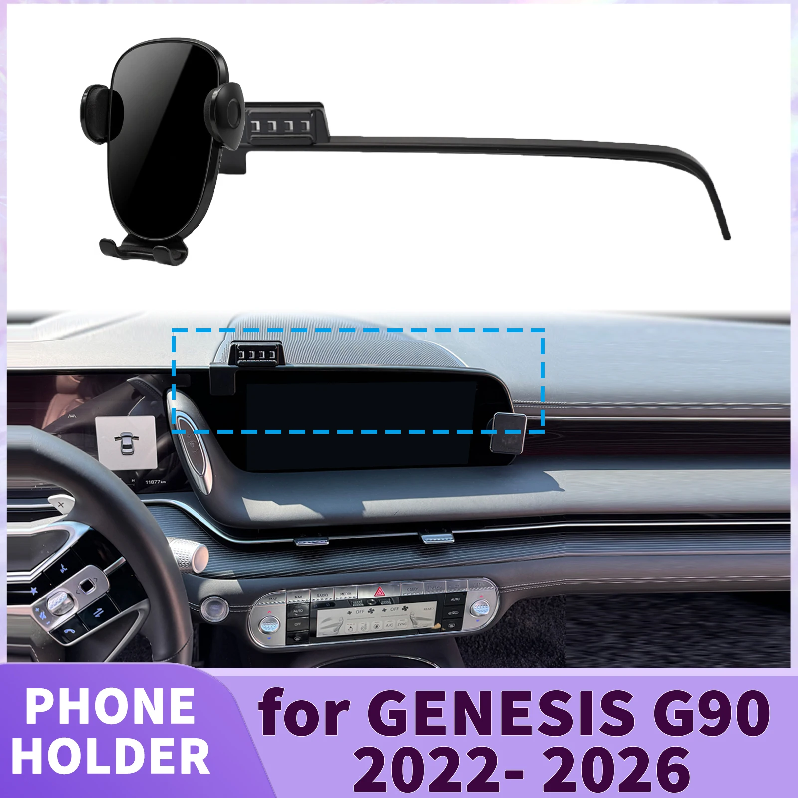 

for GENESIS G90 2022 2023 2024 2025 2026 Screen Base Phone Holder Mount ​​ Secure Clip Car​​ accessoires