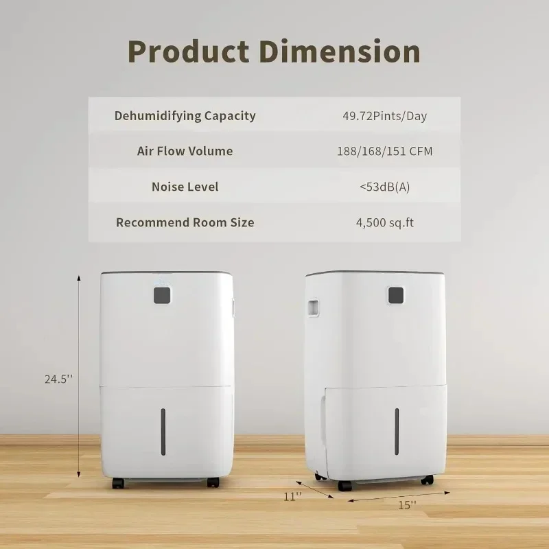 مزيل الرطوبة بمضخة ، مجهز بفلتر هواء قابل للغسل ، خرطوم تصريف قابل لإعادة الاستخدام