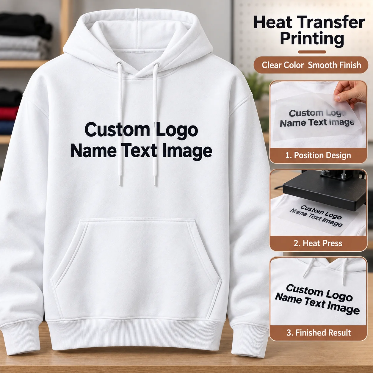 Custom Loose Fit Hoodie Personalized Pet Photo Name Text Cotton Pullover Memorial Sweatshirt For Valentine Gift For Pet Lovers