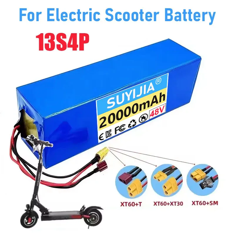48V 20AH High Power 500W 13S4P Configuration 18650 Lithium Battery Scooter Batteries 54.6V 20000mAh Rechargeable Battery Pack