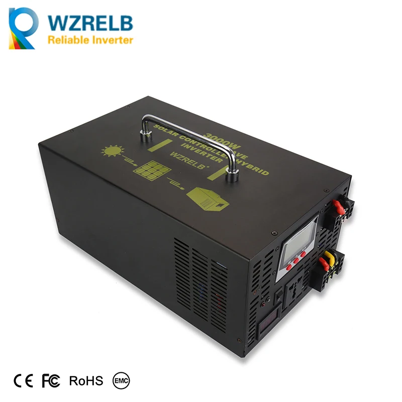 

Pure Sine Wave Solar Power Inverter 3000W 12V/24V/48V DC to 110V/120V/220V/230V/240V DC/AC Hybrid Inverter 30A Solar Controller