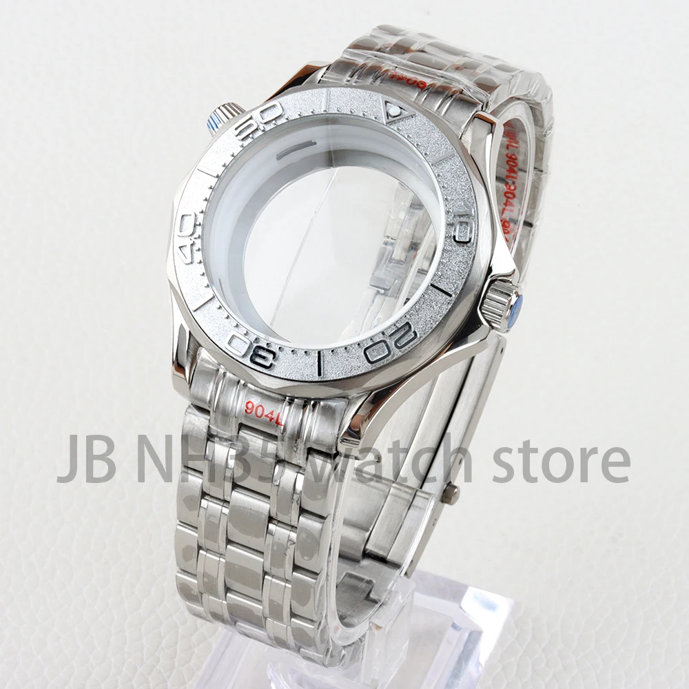 

Silver 41mm Watch Case 20mm Strap Set Solid 316L Stainless Steel for Seamater Seiko NH35 NH36 Automatic Movement 31mm Dial