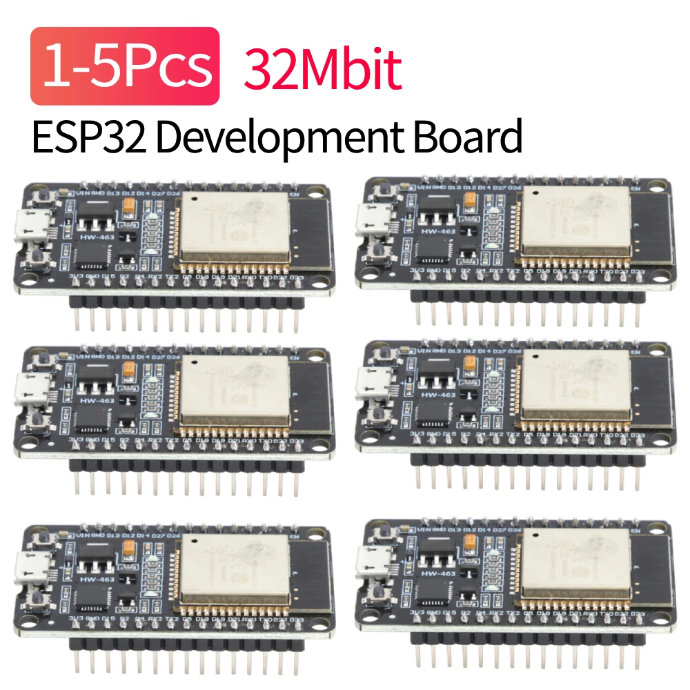 1-5Pcs HW-463 For ESP32 Development Board ESP-32S WiFi+Bluetooth-Compatible Low Power Consumption Module Kits Accessories