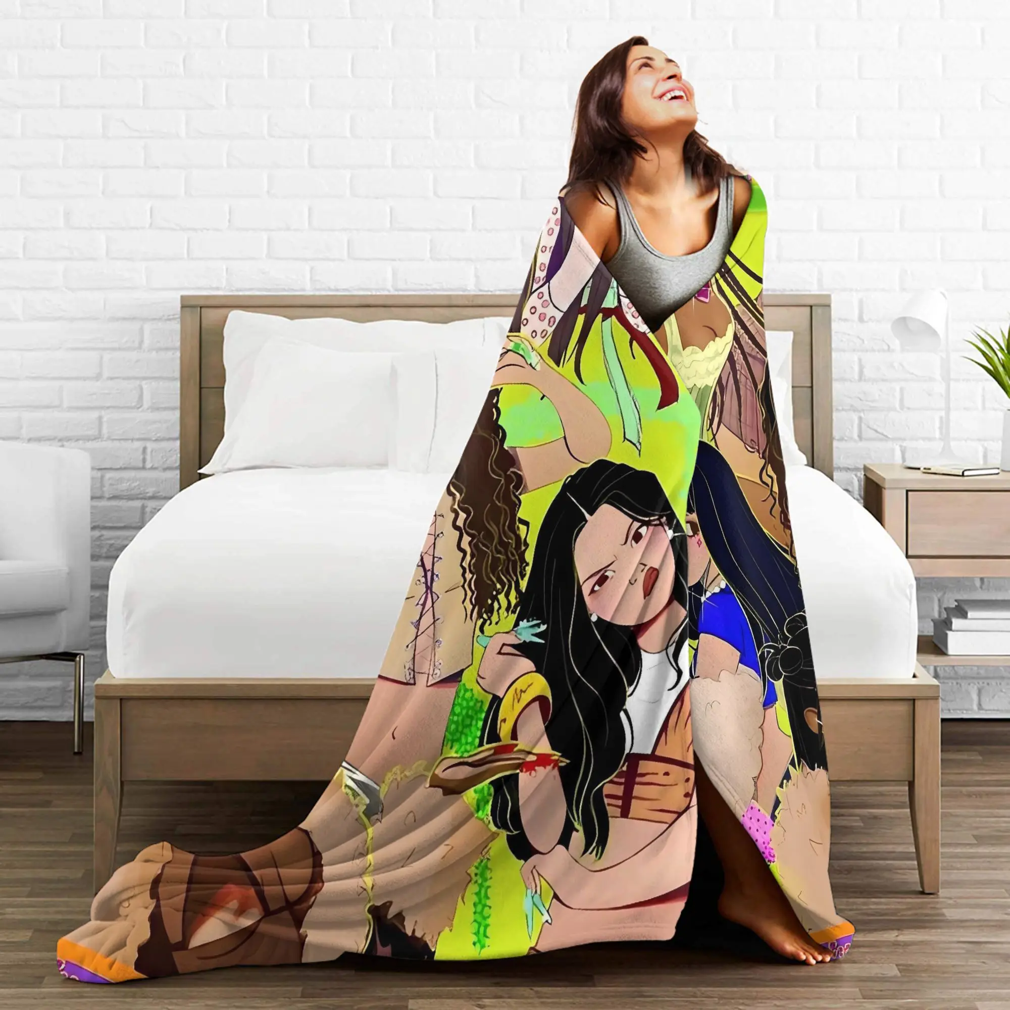 Katseye Gnarly Gabriela (2) بطانية نزهة الفانيلا رمي بطانية لغرفة النوم تصميم ناعم جودة المفرش هدية