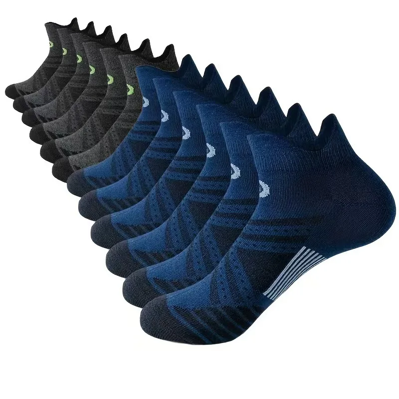 

5 Pairs Men's Athletic Ankle Socks, Breathable Cushioned Running Socks with Arch Support, Moisture Wicking Anti-Slip Low Cut Spo
