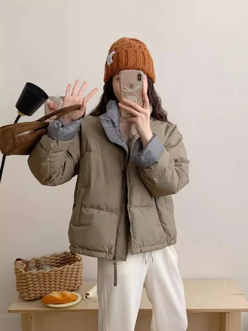 2025 nouvelle doudoune femme Version coréenne épais couleur contrastée duvet de canard blanc pain chaud manteau d'hiver W480