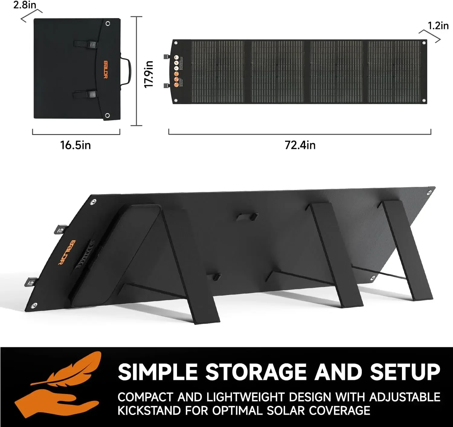 Foldable Solar Cell Charger with USB Ports & PD Output for Camping, Off Grid Living. Black…