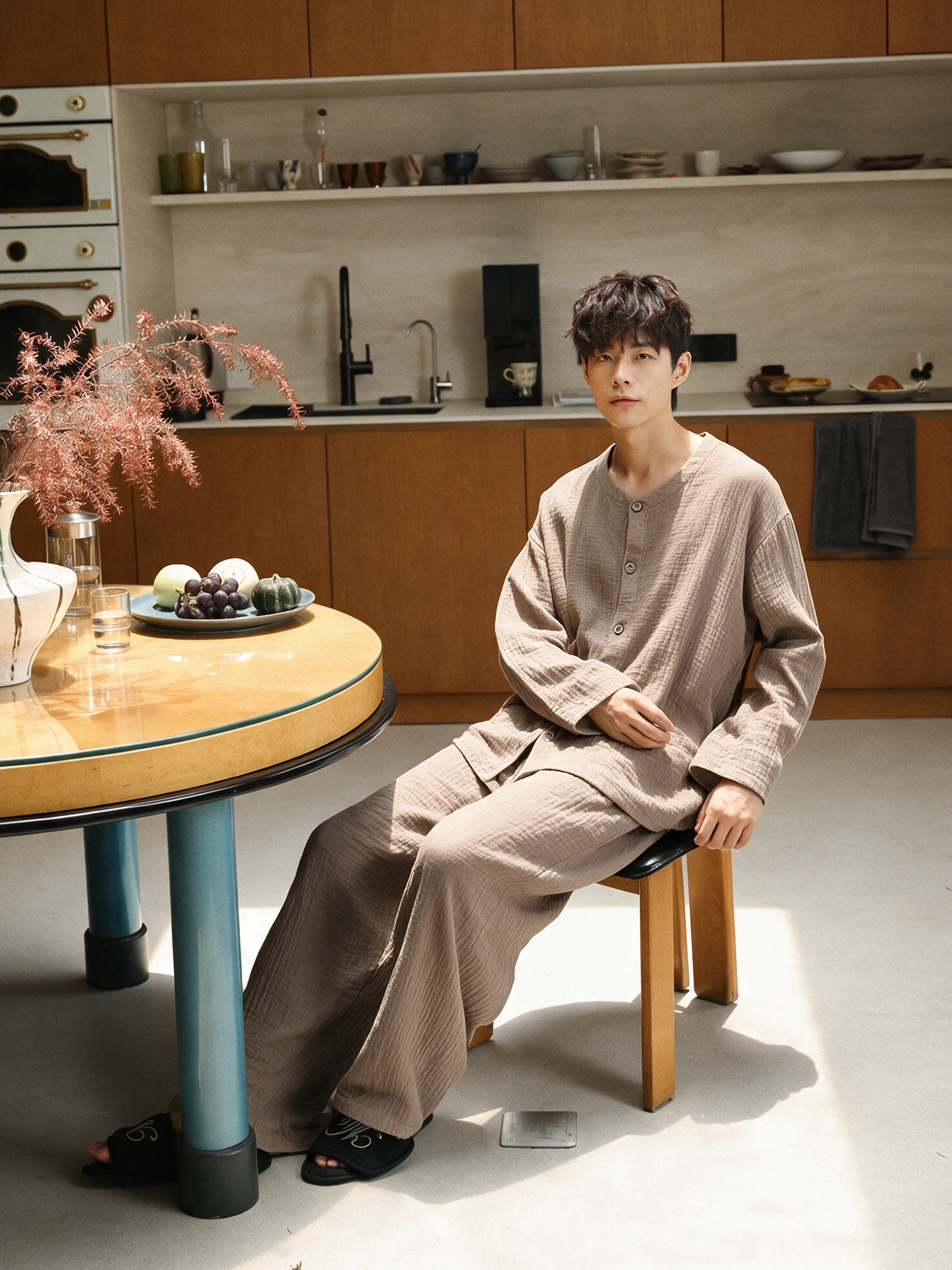 pure-cotton-spring-autumn-baby-sleepwear-long-sleeve-comfortable-home-clothes-set-for-men-yarn-cloth-cardigan-outwear-suitable