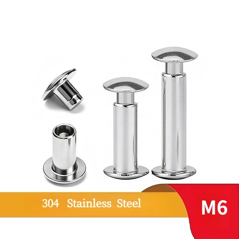 Photo Album Binding Rivet Round Head Half Semi Hollow 304 Stainless Steel M6 Rivet Set