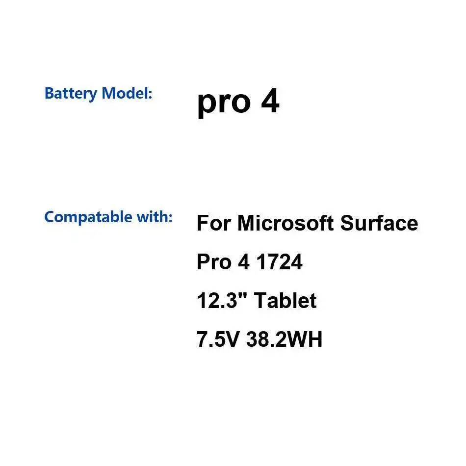 

Аккумулятор для планшета Microsoft Surface Pro 4 1724 12,3 дюйма, замена премиум-класса, 5087 мАч, надежное питание