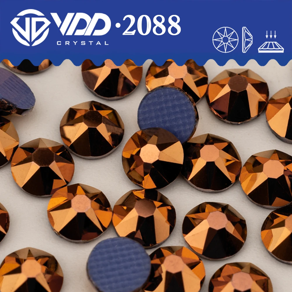 VDD 069 Rose Gold High Quality AAAAA Hot-Fix Glass 2088 Rhinestones Crystal Flatback 16cut Stones For DIY Clothes Decorations