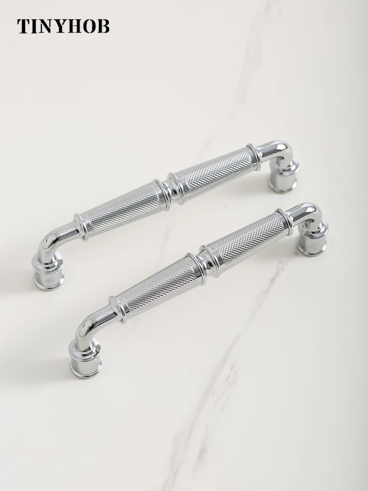 Tinyhob, твердая латунь, ромбовидная огранка, крест с накаткой, латунная мебель для шкафа, ярко-серебристая кухонная ручка/отверстие 160 мм