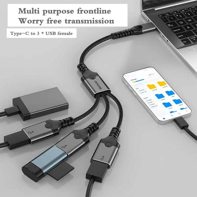 PD60W Extender Charging Splitter Adapter Type-C Computer Docking Station USB Multifunctional 1/3 Adapter Cable