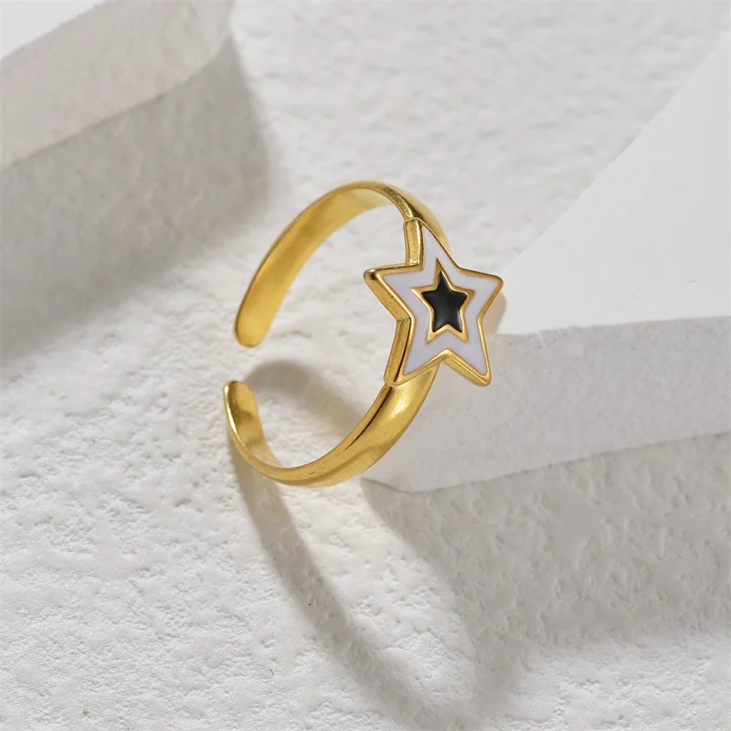 Vintage Punk Irregular Hollow Star Metal Open Rings for Women Fashion Statement Gothic Adjustable Couple Rings Y2K Wed Jewelry