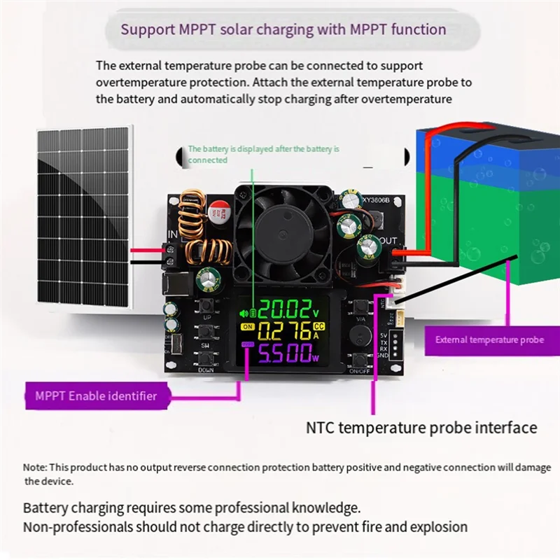 

216 Вт 6A понижающий преобразователь постоянного тока с ЧПУ, цветной экран, регулируемый регулятор напряжения и тока, постоянная мощность, понижающая мощность