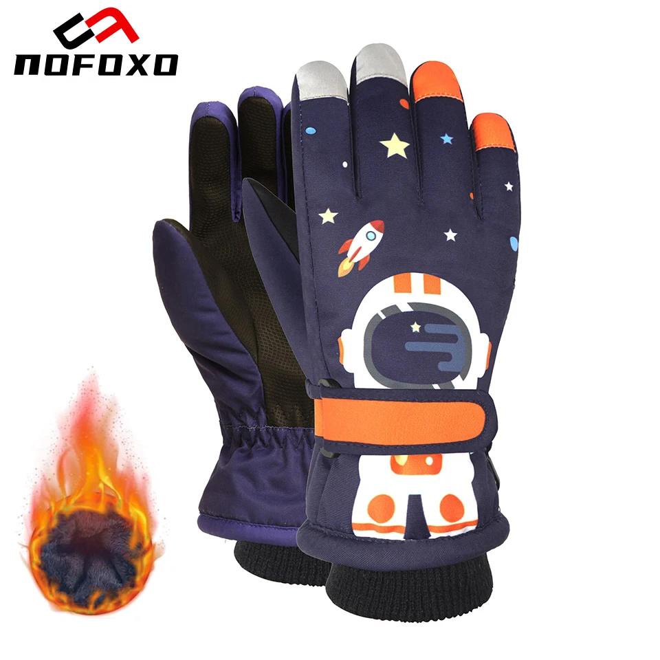 

NOFOXO зимние водонепроницаемые зимние перчатки детские ветрозащитные термостойкие мультяшные сноубордические снежные детские теплые лыжные перчатки для пальцев