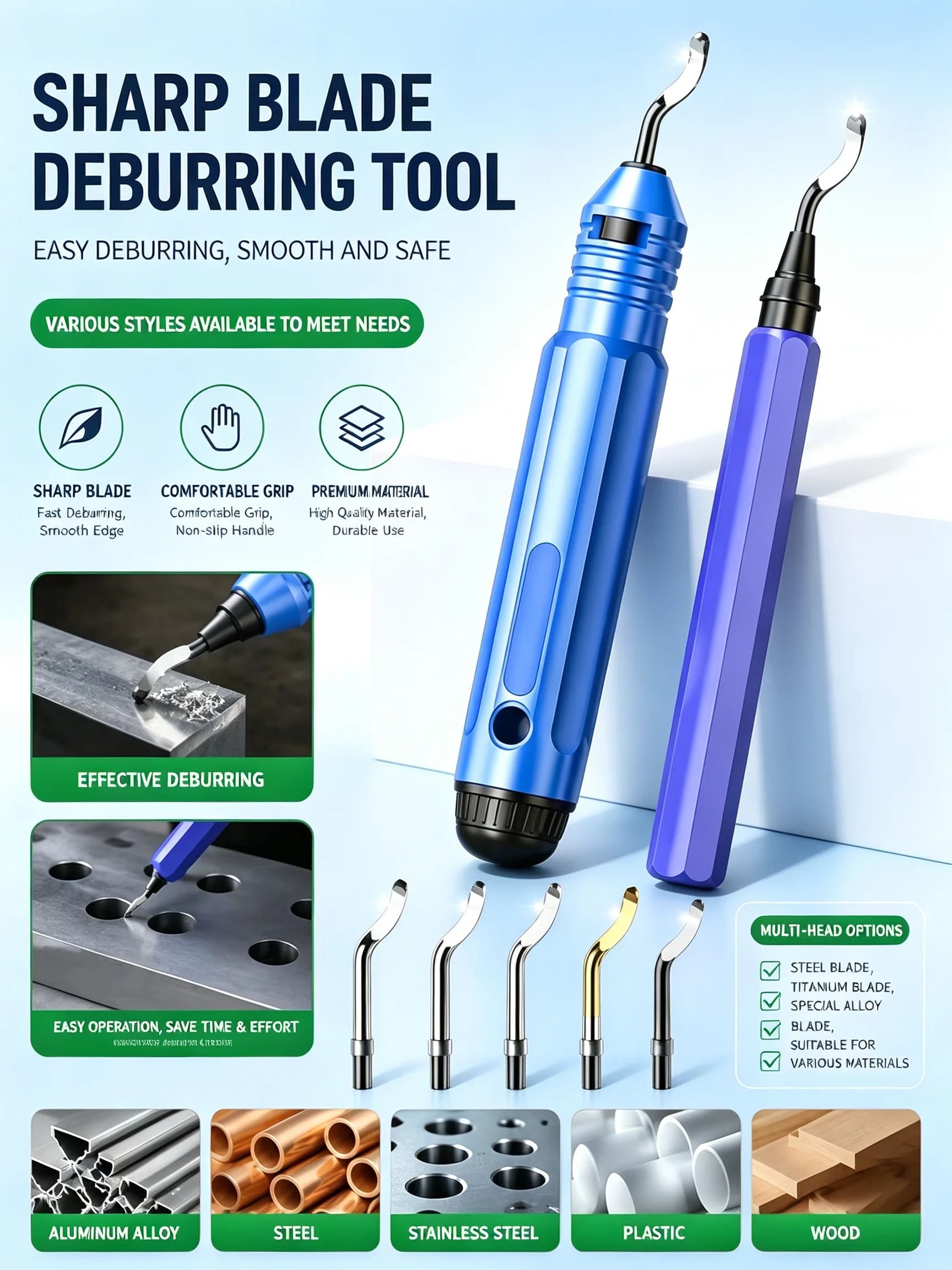 Inner Hole Scraper Deburring Trimming Knife Metal Chamfering Tool BS1010 Magic Blade Plastic Handle