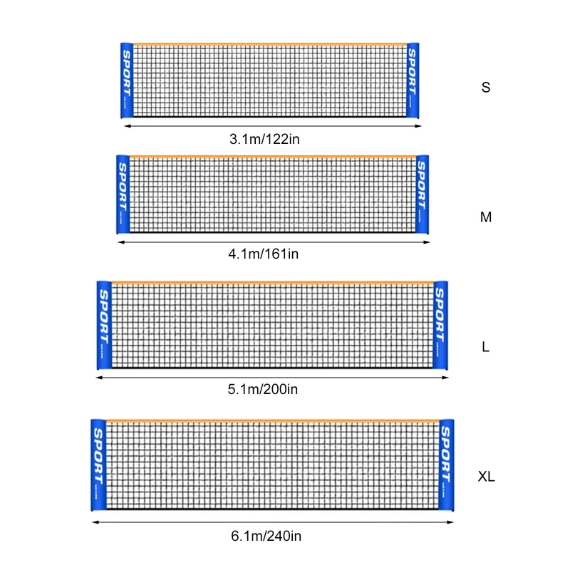 Badminton Net Portable Nylon Mesh Tennis Pickleball Net Regulation Size 3-6M